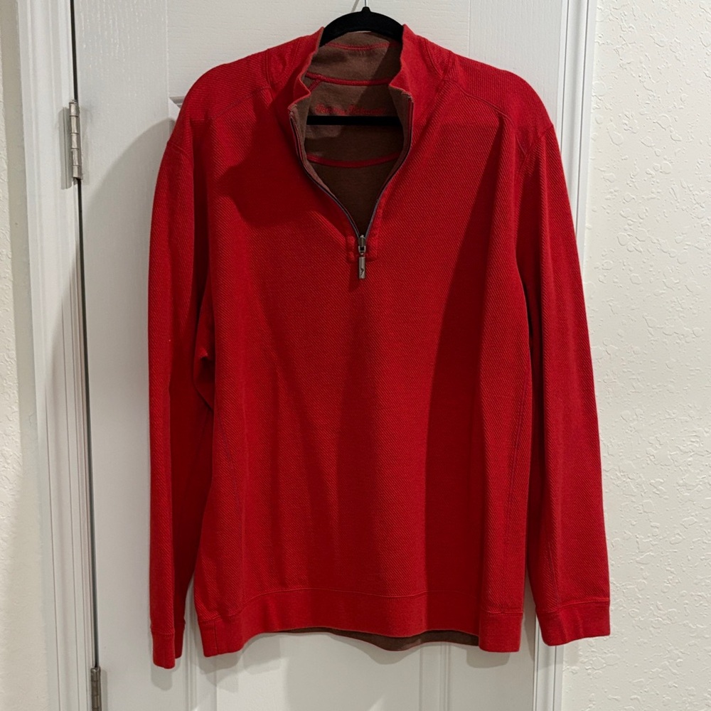 Tommy Bahama Men's Red Zip-Up Sweater
